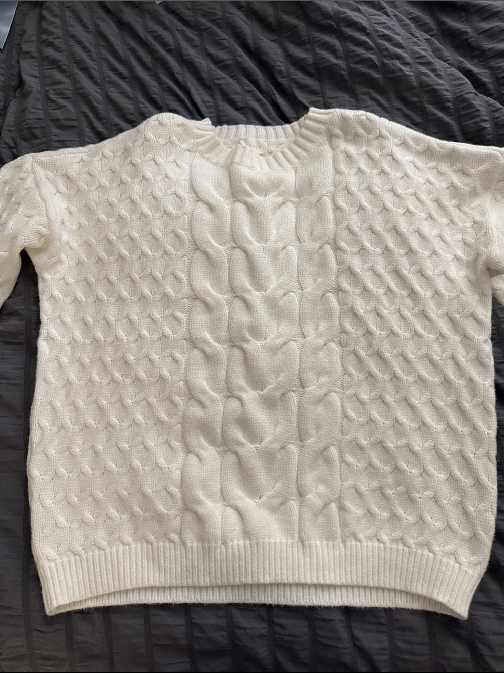 Women's Cable-Knit Crewneck Sweater - White